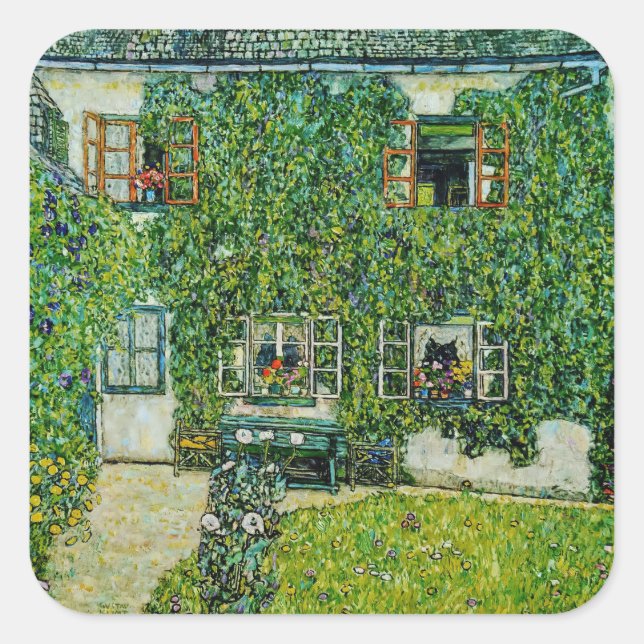 Adesivo Quadrado Gustav Klimt - A Casa de Guardaboschi (Frente)