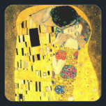 Adesivo Quadrado Gustav Klimt - A Praça Kiss Stiker<br><div class="desc">Gustav Klimt - O Beijo,  criado em 1907-1908. Médio: Folha de ouro e óleo na canvas. Local atual: Österreichische Galerie Belvedere,  Viena,  Áustria</div>