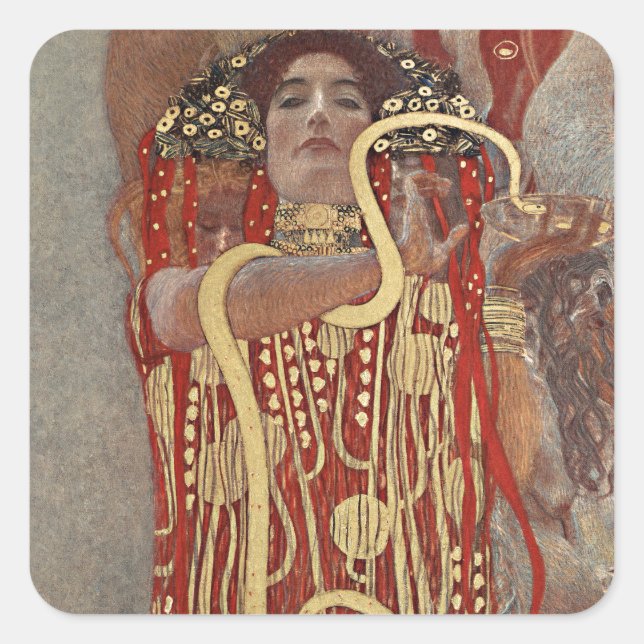 ADESIVO QUADRADO GUSTAV KLIMT: HIGIEIA: 1907 (Frente)