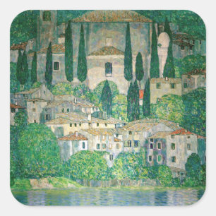 Adesivo Quadrado Gustav Klimt - Igreja em Cassone