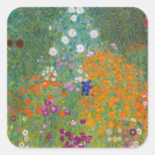 Adesivo Quadrado Gustav Klimt - Jardim de Flores