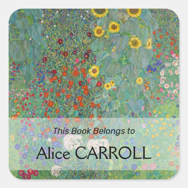 Adesivo Quadrado Gustav Klimt - Jardim do País com Girassóis (Frente)