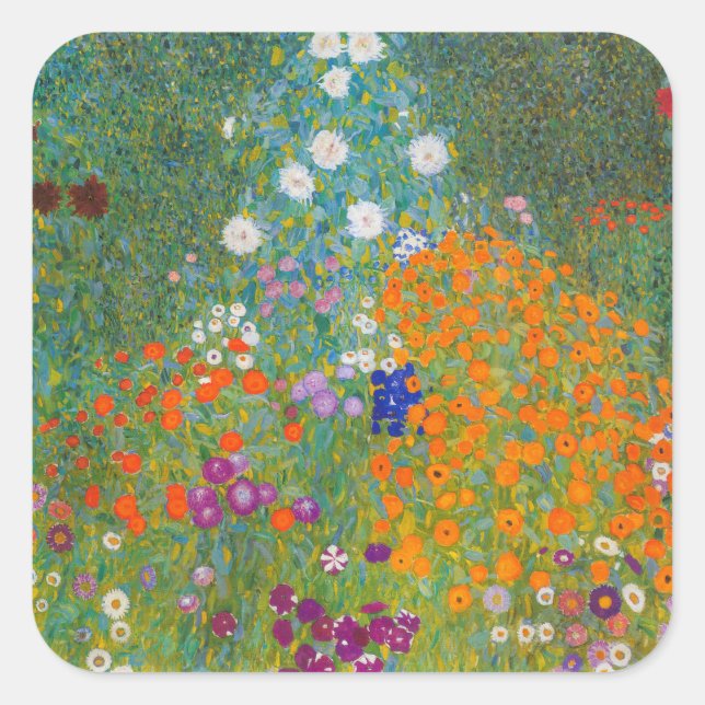 Adesivo Quadrado Gustav Klimt - Jardim Flor (Frente)