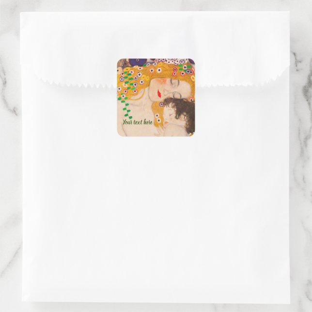 Adesivo Quadrado Gustav Klimt - Mãe e Filho (Bolsa)