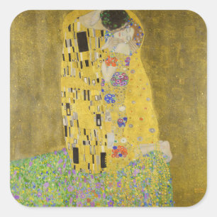 Adesivo Quadrado Gustav Klimt - O Beijo