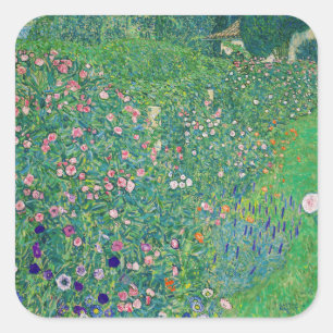 Adesivo Quadrado Gustav Klimt - Paisagem de Jardim Italiano