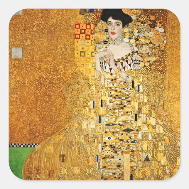 Adesivo Quadrado Gustav Klimt - Retrato De Adele Bloch Bauer (Frente)