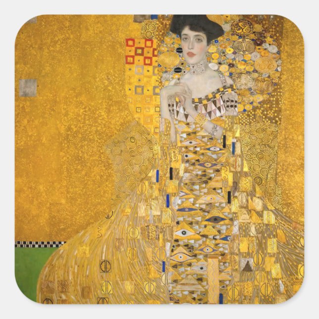 Adesivo Quadrado Gustav Klimt - Retrato de Adele Bloch-Bauer I (Frente)