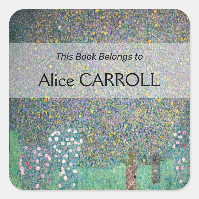 Adesivo Quadrado Gustav Klimt - Rosebushes debaixo das Árvores (Frente)