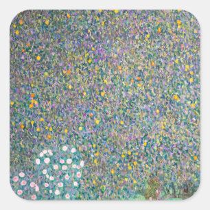 Adesivo Quadrado Gustav Klimt - Roseiras sob as Árvores