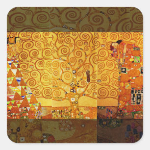 Adesivo Quadrado Gustav Klimt Tree of Life: Art Nouveau Symbolista