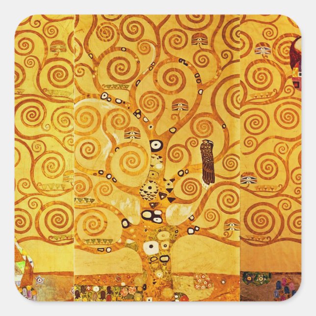 Adesivo Quadrado Gustav Klimt Tree of Life: Art Nouveau Symbolista (Frente)