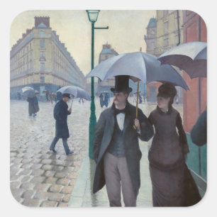 Adesivo Quadrado Gustave Caillebotte - Rua de Paris; Dia Chuvoso