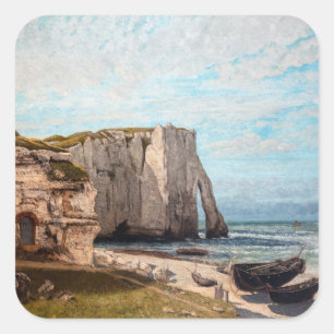 Adesivo Quadrado Gustave Courbet - Clipes em Etretat após tempestad