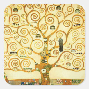 Adesivo Quadrado Gustavo Klimt a árvore da arte Nouveau do vintage