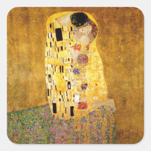 Adesivo Quadrado Gustavo Klimt o beijo