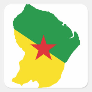 Adesivo Quadrado Guyane Flag Map GF