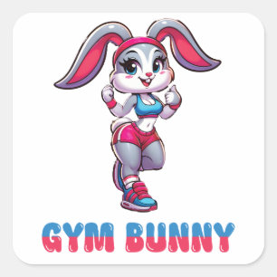 Adesivo Quadrado Gym Bunny