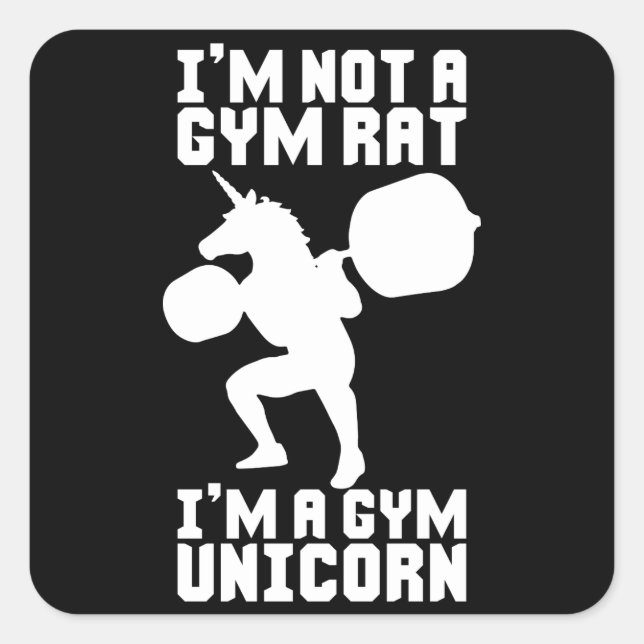 Adesivo Quadrado Gym Rat vs Gym Unicorn - Engraçado Inspiração de W (Frente)