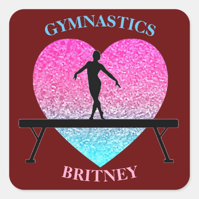 Adesivo Quadrado Gymnastics Beam Sparkle Heart Burgundy (Frente)