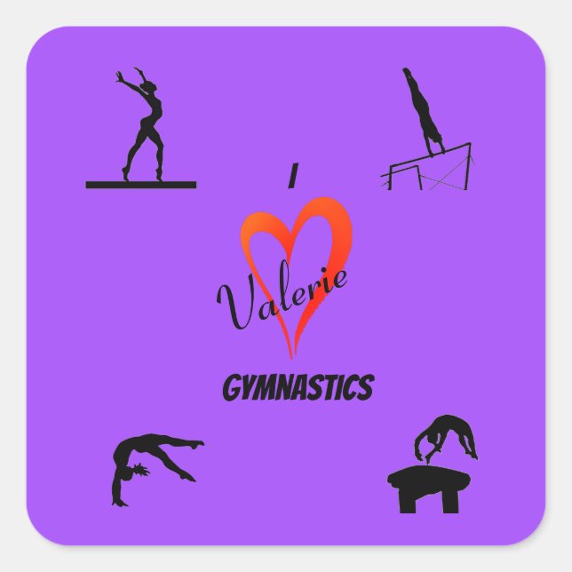 Adesivo Quadrado Gymnastics Girls "I Love Gymnastics" Stickers (Frente)