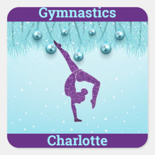 Adesivo Quadrado Gymnastics Natal Purple Aqua Personalizado