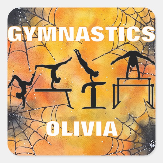 Adesivo Quadrado Gymnastics Spooky Spiderweb Halloween (Frente)