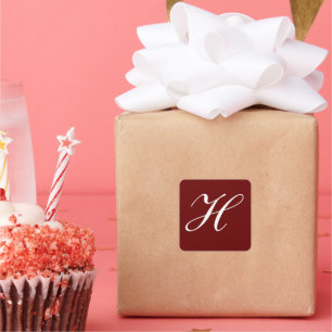 Adesivo Quadrado H Monograma Branco inicial em Marrom