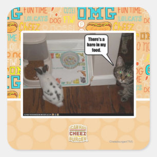 Adesivo Quadrado Há uma lebre na minha comida.