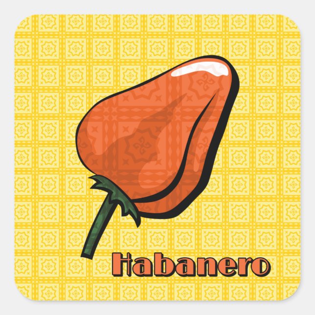Adesivo Quadrado Habanero Chili Pepper Sticker (Frente)