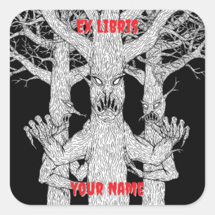 Adesivo Quadrado Habitantes do Diabólico Bosque Arte de Terror Estr