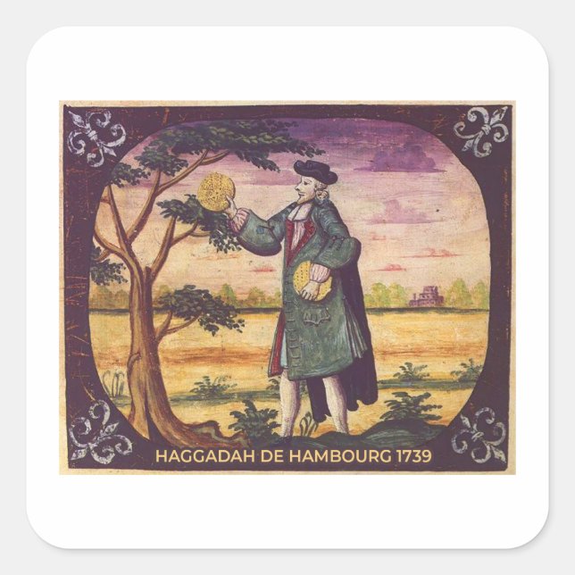 Adesivo Quadrado Haggada Passover Seder Pesach matzhah, Matzo (Frente)