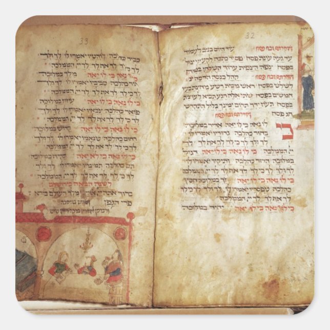 Adesivo Quadrado Haggadah para a Véspera da Passagem (Frente)