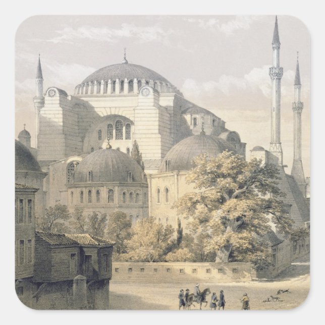 Adesivo Quadrado Haghia Sophia, placa 19: vista exterior do mosq (Frente)