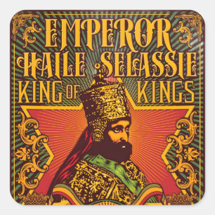 Adesivo Quadrado Haile Selassie I Jah Rastafari Rasta Reggae Raízes