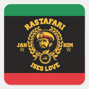 Adesivo Quadrado Haile Selassie I Jah Rastafari Reggae Rasta Botão