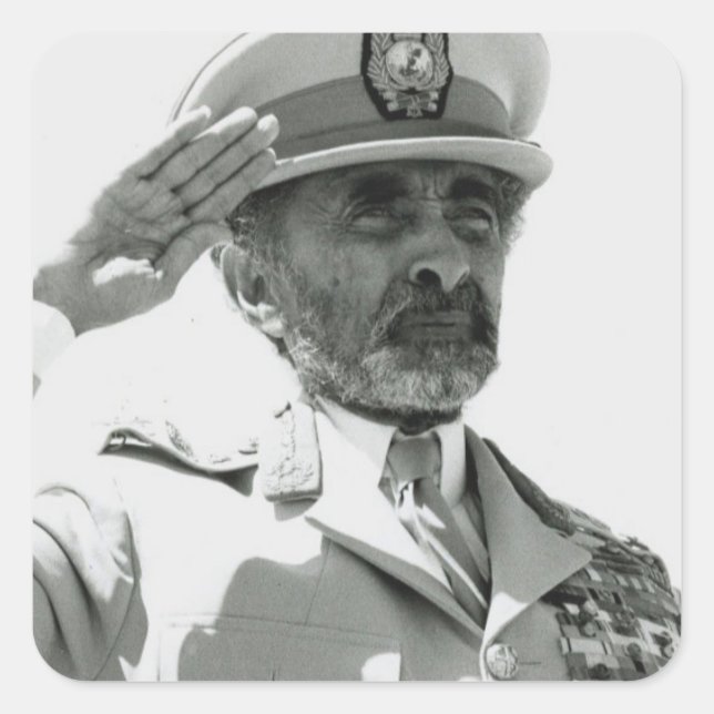 Adesivo Quadrado Haile Selassie - Jah Rastafari reggae bordador - (Frente)