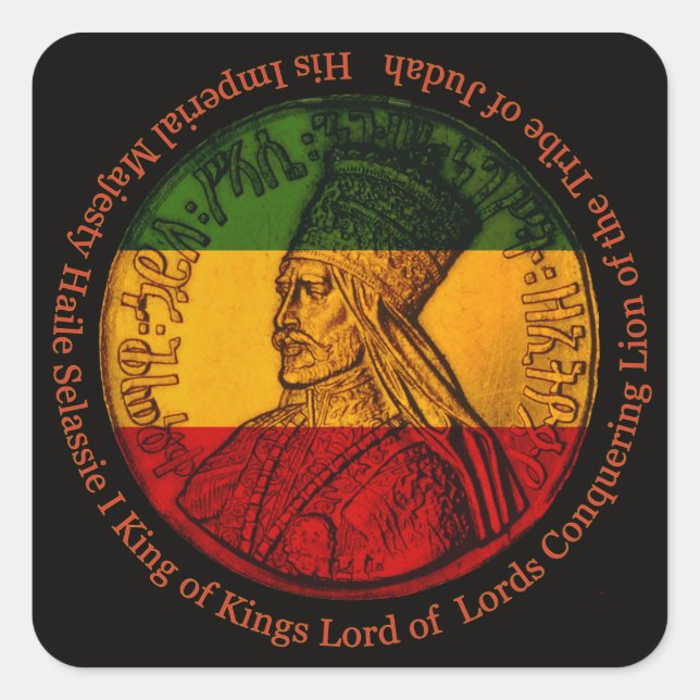 Adesivo Quadrado Haile Selassie Square Sticker (Frente)