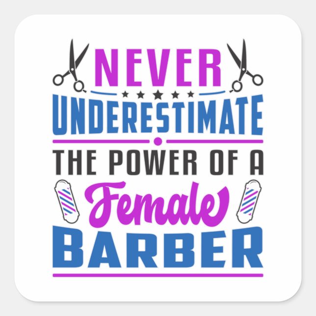 Adesivo Quadrado Hair Stylist Barber Scissors Hairdresser Gift Idea (Frente)