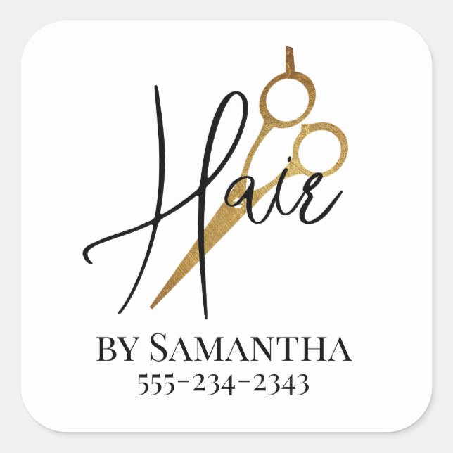 Adesivo Quadrado Hair Stylist Personalizado Hairdresser Salon (Frente)