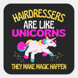 Adesivo Quadrado Hairdressers Unicorn, Magnético Unicórnio Hairdres