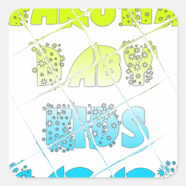 Adesivo Quadrado Hakuna Matata Baby Kids Feliz Cores Impressão de A (Frente)