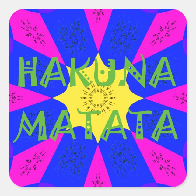 Adesivo Quadrado Hakuna Matata Belos Design de Cores Incríveis (Frente)