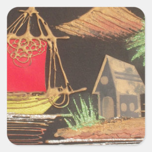 Adesivo Quadrado Hakunamatata Trendy Vintage Navio Safari Night