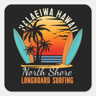 Adesivo Quadrado Haleiwa Hawaii North Shore Surfing