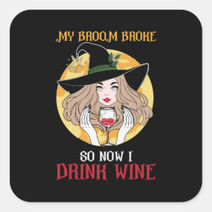Adesivo Quadrado Halloween Agora Eu Bebo Vinho Aniversário