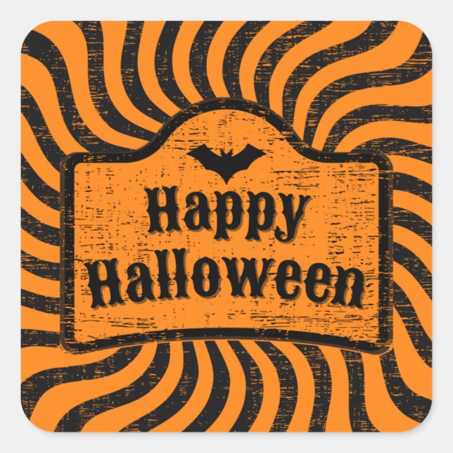 Adesivo Quadrado Halloween angustiado (Frente)