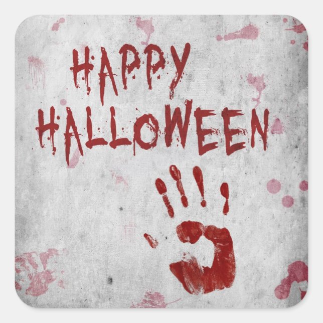 Adesivo Quadrado Halloween Bloody Handprint (Frente)