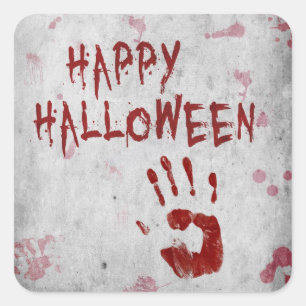 Adesivo Quadrado Halloween Bloody Handprint