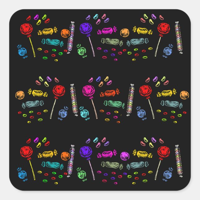 Adesivo Quadrado Halloween Candy Pattern (Frente)